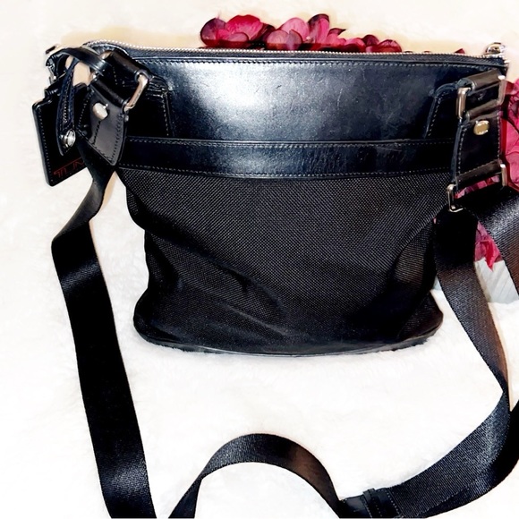 TUMI Leather Trim Nylon Crossbody Bag - Picture 10 of 11